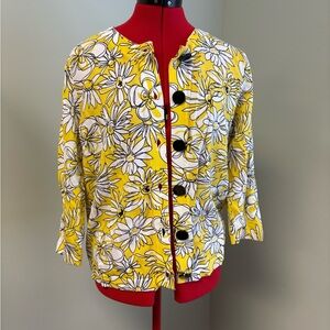 Laura Ashley Yellow and White Floral Cardigan